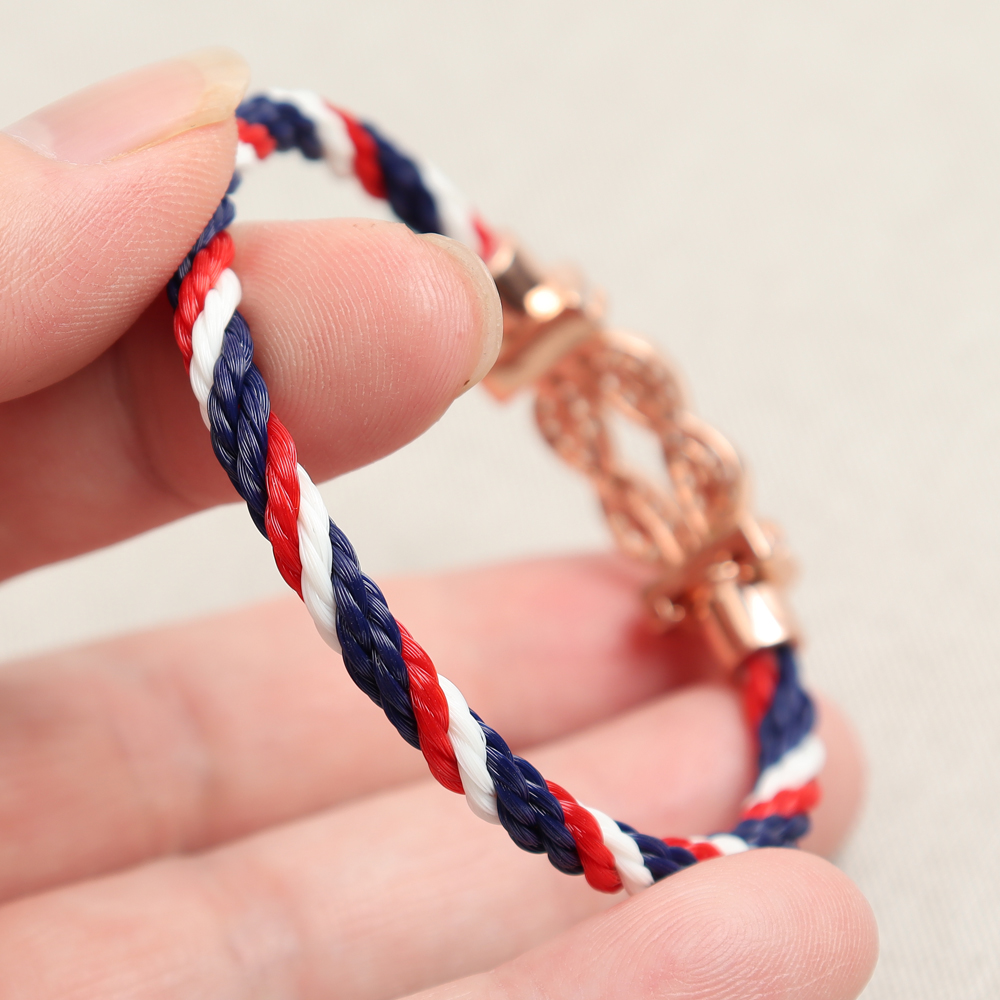 ROPESX Navy/Red/White Color Nylon Bracelets with Horseshoe Buckle For Girl Gift