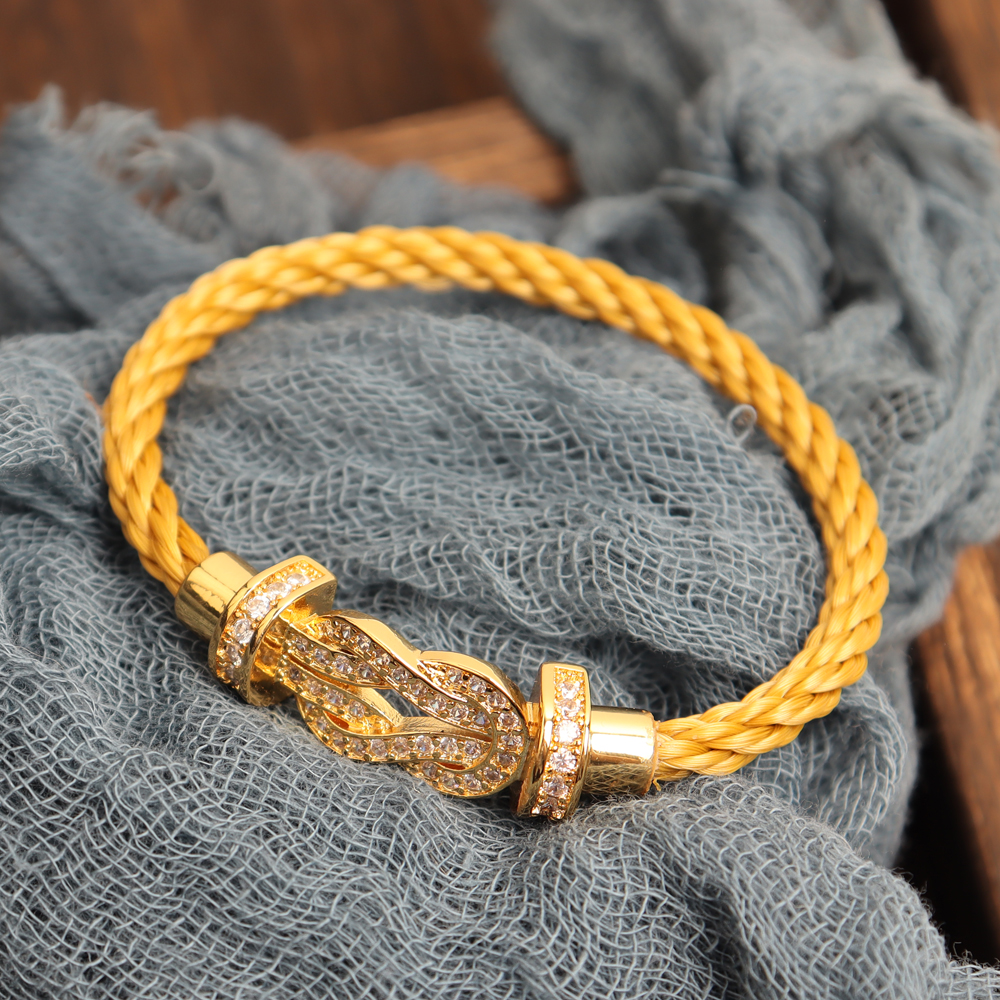 Wholesale Gold color Nylon Bracelets with Horseshoe Buckle For Girl Gift