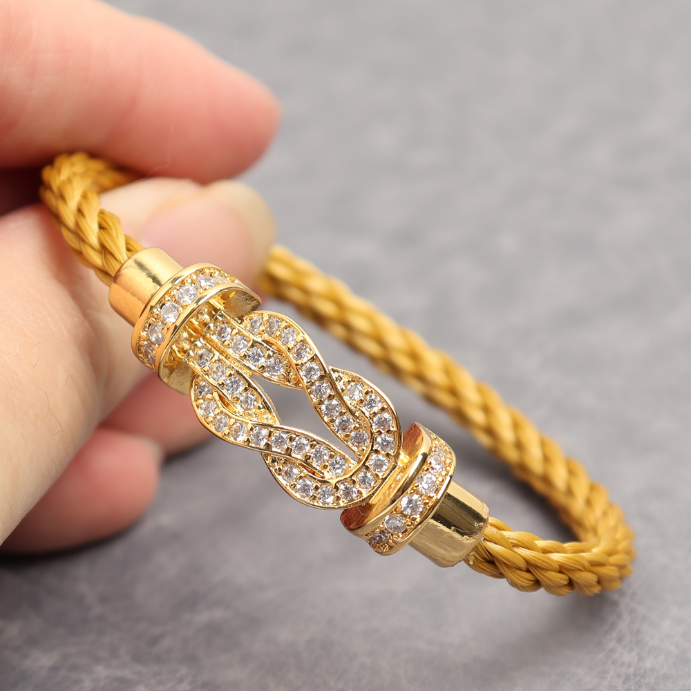 Wholesale Gold color Nylon Bracelets with Horseshoe Buckle For Girl Gift