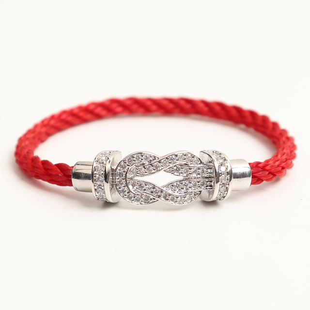 Provide Red Nylon Rope Bracelets with Rhinestone Horseshoe Buckle For Women Gift